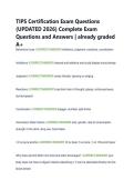 TIPS Certification Exam Questions &NewLine;&lpar;UPDATED 2026&rpar; Complete Exam &NewLine;Questions and Answers &vert; already graded &NewLine;A&plus; 