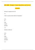 BIO 1000 - Chapter 1 Exam Questions and Correct &NewLine;Answers