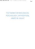 Test Bank&colon; Biological Psychology &lpar;14th Edition&rpar; by James W&period; Kalat
