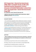NYC Supervisor I &lpar;Social Services&rpar; Exam 2026&ndash;2027 &vert; Complete Study Guide with Verified Practice Questions&comma; Correct Answers & Detailed Rationales &vert; Latest New York City Supervisor I Social Services Exam Prep PDF