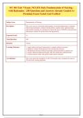 NU 301 Unit 7 Exam&colon; NCLEX-Style Fundamentals of Nursing - 250 Questions with Rationales