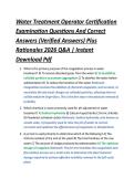 Water Treatment Operator Certification &NewLine;Examination Questions And Correct &NewLine;Answers &lpar;Verified Answers&rpar; Plus &NewLine;Rationales 2026 Q&A &vert; Instant &NewLine;Download Pdf 