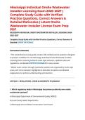Mississippi Individual Onsite Wastewater Installer Licensing Exam 2026&ndash;2027 &vert; Complete Study Guide with Verified Practice Questions&comma; Correct Answers & Detailed Rationales &vert; Latest Onsite Wastewater Installer License Exam Prep PDF