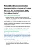 Police Officer Entrance Examination &NewLine;Questions And Correct Answers &lpar;Verified &NewLine;Answers&rpar; Plus Rationales 2026 Q&A &vert; &NewLine;Instant Download Pdf 