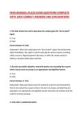 NFHS BASEBALL RULES EXAM QUESTIONS COMPLETE WITH 100&percnt; CORRECT ANSWERS AND EXPLANATIONS 2026&sol;2027