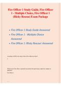 Fire Officer 1 Study Guide Multiple Choice Questions Ricky Rescue 2025&sol; 2026 Exam Prep