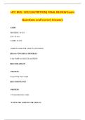 HCC BIOL 1322 &lpar;NUTRITION&rpar; FINAL REVIEW Exam &NewLine;Questions and Correct Answers 