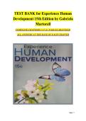 TEST BANK&colon; Experience Human Development &lpar;15th Edition&rpar; by Gabriela Martorell &ndash; Complete Chapters 1-17