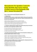 Massachusetts Fire Sprinkler Contractor Exam Questions and Correct Answers &lpar;Verified Answers&rpar; Plus Rationales 2026 Q&A &vert; Instant Download Pdf&NewLine;