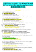 NURSING 493 priority 1 VERSION 2 exam latest 100&percnt; correct &lpar;verified&rpar; questions and answers A&plus; HIGHERFLER SCORE&NewLine;