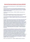 Abnormal Psychology Questions and Answers 2026-2027