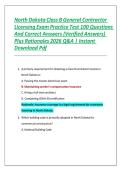 North Dakota Class B General Contractor Licensing Exam Practice Test 100 Questions And Correct Answers &lpar;Verified Answers&rpar; Plus Rationales 2026 Q&A Instant Download Pdf&NewLine;