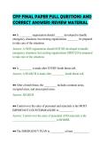 CPP FINAL PAPER FULL QUESTIONS AND&NewLine;CORRECT ANSWERS REVIEW MATERIAL