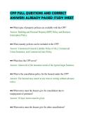 CPP FULL QUESTIONS AND CORRECT&NewLine;ANSWERS ALREADY PASSED STUDY SHEET