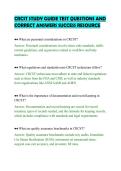 CRCST STUDY GUIDE TEST QUESTIONS AND&NewLine;CORRECT ANSWERS SUCCESS RESOURCE