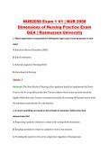 NUR2058 Exam 1 V1 &vert; NUR 2058 &NewLine;Dimensions of Nursing Practice Exam &NewLine;Q&A &vert; Rasmussen University