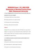 NUR2058 Exam 1 V2 &vert; NUR 2058 &NewLine;Dimensions of Nursing Practice Exam &NewLine;Q&A &vert; Rasmussen University