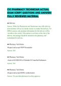 CVS PHARMACY TECHNICIAN ACTUAL&NewLine;EXAM SCRIPT QUESTIONS AND ANSWERS&NewLine;FULLY REVIEWED MATERIAL