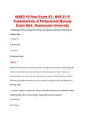 NUR2115 Final Exam V2 &vert; NUR 2115 &NewLine;Fundamentals of Professional Nursing &NewLine;Exam Q&A &vert; Rasmussen University 