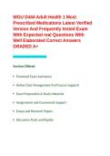 WGU D444 Adult Health 1 Most Prescribed Medications Latest Verified Version And Frequently tested Exam With Expected real Questions With Well Elaborated Correct Answers GRADED A&plus;&period;