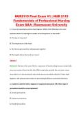 NUR2115 Final Exam V1 &vert; NUR 2115 &NewLine;Fundamentals of Professional Nursing &NewLine;Exam Q&A &vert; Rasmussen University 