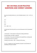 BIO 340 FINAL EXAM PRACTICE &NewLine;QUESTIONS AND CORRECT ANSWERS 