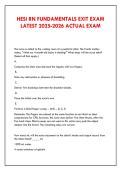 HESI RN FUNDAMENTALS EXIT EXAM &NewLine;LATEST 2025-2026 ACTUAL EXAM