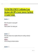 WATER TREATMENT Certification Exam Questions with 100- Correct Answers Top Rated A&plus; Latest Version