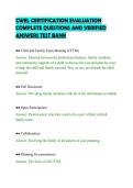 CWEL CERTIFICATION EVALUATION&NewLine;COMPLETE QUESTIONS AND VERIFIED&NewLine;ANSWERS TEST BANK