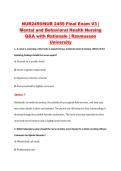 NUR2459 Final Exam Actual Exam Style &NewLine;V3 &vert; NUR 2459 Mental and Behavioral &NewLine;Health Nursing &vert; Rasmussen 