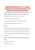 NUR2459&sol;NUR 2459 Exam 4 V3 &vert; Mental &NewLine;and Behavioral Health Nursing Q&A with &NewLine;Rationale &vert; Rasmussen University 