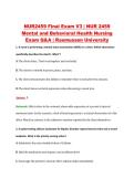 NUR2459&sol;NUR 2459 Final Exam V3 &vert; &NewLine;Mental and Behavioral Health Nursing &NewLine;Q&A with Rationale &vert; Rasmussen &NewLine;University
