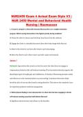 NUR2459 Exam 4 V3 &vert; NUR 2459 Mental &NewLine;and Behavioral Health Nursing Exam Q&A &NewLine;&vert; Rasmussen University