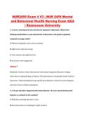NUR2459 Exam 4 Actual Exam Style V3 &vert; &NewLine;NUR 2459 Mental and Behavioral Health &NewLine;Nursing &vert; Rasmussen