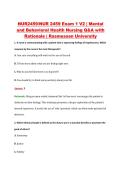 NUR2459&sol;NUR 2459 Exam 1 V2 &vert; Mental &NewLine;and Behavioral Health Nursing Q&A with &NewLine;Rationale &vert; Rasmussen University