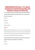 NUR2459&sol;NUR 2459 Exam 1 V3 &vert; Mental &NewLine;and Behavioral Health Nursing Q&A with &NewLine;Rationale &vert; Rasmussen University 