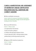 CLINICAL MANIFESTATIONS AND ASSESSMENT&NewLine;OF RESPIRATORY DISEASE CERTIFICATION&NewLine;EVALUATION 2026 FULL QUESTIONS AND&NewLine;CORRECT ANSWERS