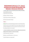 NUR2459&sol;NUR 2459 Exam 2 V1 &vert; Mental &NewLine;and Behavioral Health Nursing Q&A with &NewLine;Rationale &vert; Rasmussen University