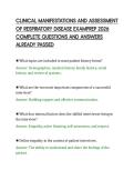 CLINICAL MANIFESTATIONS AND ASSESSMENT&NewLine;OF RESPIRATORY DISEASE EXAMPREP 2026&NewLine;COMPLETE QUESTIONS AND ANSWERS&NewLine;ALREADY PASSED