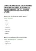 CLINICAL MANIFESTATIONS AND ASSESSMENT&NewLine;OF RESPIRATORY DISEASE FINAL PAPER 2026&NewLine;SOLVED QUESTIONS AND FULL SOLUTION&NewLine;UPDATED