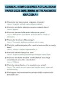 CLINICAL NEUROSCIENCE ACTUAL EXAM&NewLine;PAPER 2026 QUESTIONS WITH ANSWERS&NewLine;GRADED A&plus;
