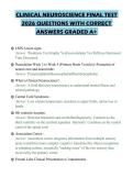 CLINICAL NEUROSCIENCE FINAL TEST&NewLine;2026 QUESTIONS WITH CORRECT&NewLine;ANSWERS GRADED A&plus;