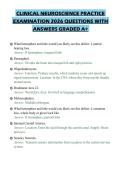 CLINICAL NEUROSCIENCE PRACTICE&NewLine;EXAMINATION 2026 QUESTIONS WITH&NewLine;ANSWERS GRADED A&plus;
