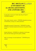 BSC 108 EXAM 2 &NewLine;&lpar;UNIVERSITY OF &NewLine;ALABAMA&rpar; QUESTIONS &NewLine;AND ANSWERS 2026 - &NewLine;2027