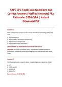 AAPC CPC Final Exam Questions and Correct Answers &lpar;Verified Answers&rpar; Plus Rationales 2026 Q&A &vert; Instant Download Pdf