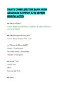 DANTE COMPLETE TEST BANK WITH&NewLine;ACCURATE ANSWERS AND EXPERT&NewLine;REVIEW NOTES