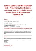 WALDEN UNIVERSITY NRNP 6645&sol;NRNP 6645 &ndash; Psychotherapy Exam Questions and Correct Answers &lpar;Verified Answers&rpar; Plus Rationales 2026 Q&A &vert; Instant Download Pdf