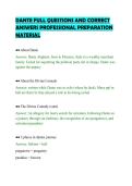 DANTE FULL QUESTIONS AND CORRECT&NewLine;ANSWERS PROFESSIONAL PREPARATION&NewLine;MATERIAL