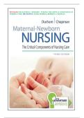 Updated&sol;Latest Maternal Newborn Nursing The Critical Components of Nursing Care 3rd Edition by Roberta Durham and Linda Chapman 2025&ndash;2026 Comprehensive Test Bank Questions and Answers for Maternal Newborn Nursing Examination Preparation Clinical Practice 