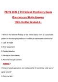 PRITE 2026 110 Solved Psychiatry Exam &lpar;Latest 2026&sol;2027 Update&rpar; Complete Questions and Guide Answers&comma; 100&percnt; Verified Graded A&plus;